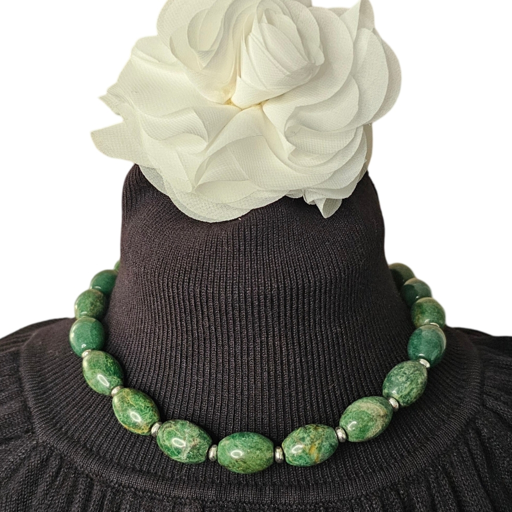 Green Natural Stone Beads Necklace